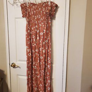 Pink Rose Floral Maxi Dress